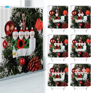 Feliz navidad cortina de ducha rojo reno Santa Claus moda personalizada ocultar y buscar cortina de ducha Polyster (1)