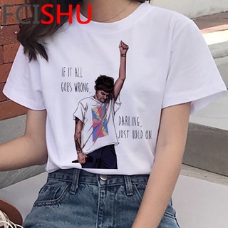 Harry Styles Ropa Mujer casual Impresión harajuku kawaii Gráfico Camisetas Mujeres Estética Camiseta Blanca