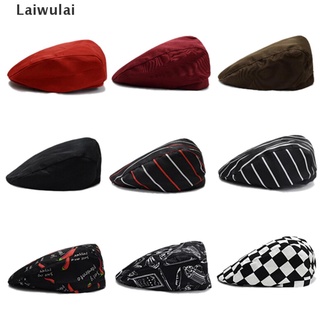 [Laiwulai] Mens Fashion Newsboy Driver Beret Hats Solid Cotton Cabbie Golf Flat Cap .