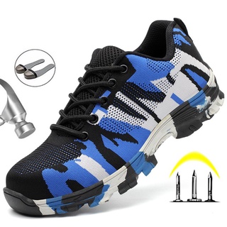 Zapatos indestructibles de los hombres zapatos de trabajo de seguridad con puntera de acero a prueba de pinchazos botas de seguridad zapatos ligeros transpirables zapatillas de deporte TgcN