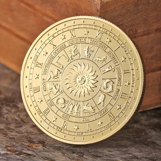 ♕HOME_Practical 5Pcs Constellation Gold Plated Commemorative Coin Collectible Gift Worth Buying♥ (1)