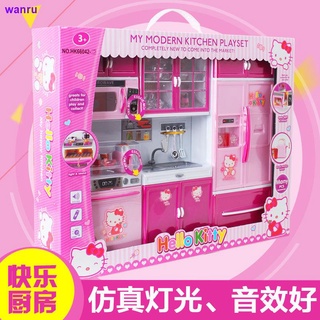 Hello Kitty Juego De Cocina De Juguete De Los Niños De Simulación De La Casa De Bebé Mini Refrigerador Microondas Utensilios Femenino