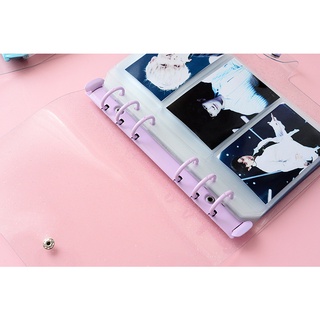 Transparente Glitter A6 Binder cubierta colorido Polaroid álbum de fotos estrella persiguiendo Photocard álbum DIY diario cuaderno (6)
