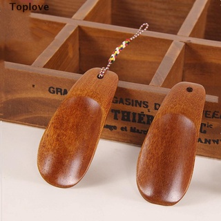 [toplove] 1pc portátil de madera natural zapato cuerno de mango largo levantador de zapatos. (1)