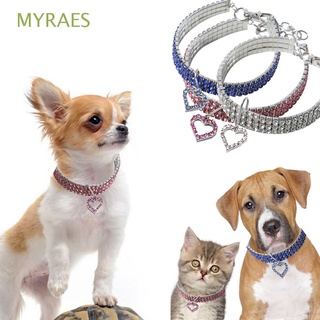 myraes fashion crystal collar lindo perro accesorios collar para mascotas mini forma de corazón exquisito brillante diamantes de imitación brillante bling diamante suministros para mascotas/multicolor