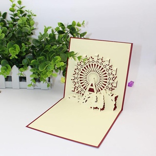 tarjetas de felicitación creativas manual de papel postal hueco diseño noria rueda tarjetas de cumpleaños