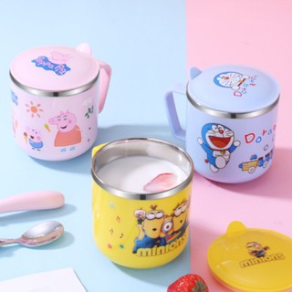 [Omb] 270ml Peppa Pig Minion Cup Kids Baby 304 acero inoxidable dibujos animados tazas de agua con tapa (2)