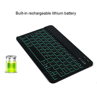 10 Pulgadas mini Teclado Inalámbrico Y Ratón RGB Bluetooth Conjunto De 7 Colores Retroiluminación Para Ordenador Teléfono tablet PC Ipad (7)