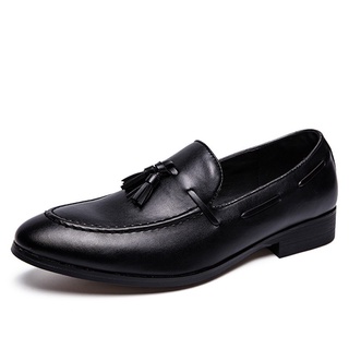 Los Hombres Británicos De Charol Mocasines Zapatos Formal Borla Slip-On Negro (1)