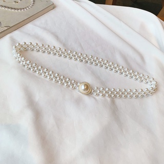 Perla cintura cadena señoras gran perla diamante elástico cintura decoración con falda