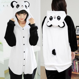 Pijama de franela de panda con capucha lindo Animal de dibujos animados figura disfraz de invierno traje de casa para fiesta