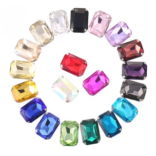 10x14mm Rectángulo Formas De Cristal Diamantes De Imitación Con Garra Dorada Coser En Piedras Preciosas Para Ropa Accesorios De