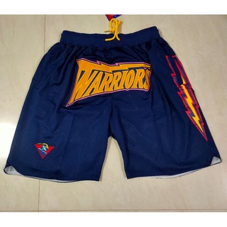 [8 Estilos] Pantalones Cortos NBA Golden State Warriors CURRY Temporada 2020 JUST DON Azul Oscuro Bolsillos De Baloncesto