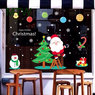 MTW Navidad Habitación Puerta Tienda Ventana Cristal Escena Diseño Santa Claus Alce Copo De Nieve Pegatinas De Pared (1)