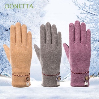 donetta elegante coreano dedos completos guantes de flores suaves mujeres drive manopla ciclismo lindo color sólido pantalla táctil terciopelo grueso caliente guantes/multicolor