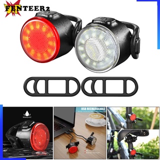 [Fenteer2 3c] lámpara LED de bicicleta delantera de bicicleta luz trasera de seguridad trasera impermeable USB