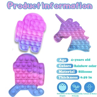 Discoloration Pop-It Among us Gradiente arcoiris Color cambiante burbuja Sensory Fidget juguete Autismo Especial Precisa Feligaryq