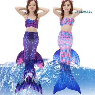 Lacewall 3Pcs Elegante Niñas Cola De Sirena Traje De Baño Bikini Rendimiento