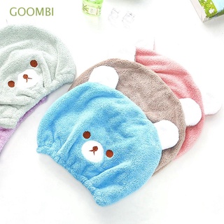 GOOMBI Girls Towel Hat Kids Turban Wrap Hair Dry Cap After Shower Microfiber Cute Super Absorbent Quick Drying Bear Shaped Shower Caps