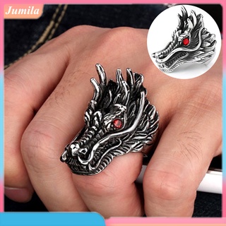 jumi anillo de dedo de cabeza de dragón tallado con incrustaciones de zirconia cúbica para hombres joyería regalo