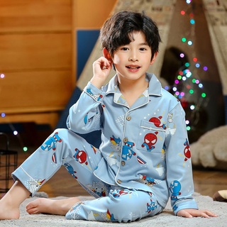 Pijamas conjunto Baju Tidur Remaja estilo japonés de manga larga Pijamas de dibujos animados impreso solapa pijama ligero Unisex para niños y niñas algodón ropa de sueño