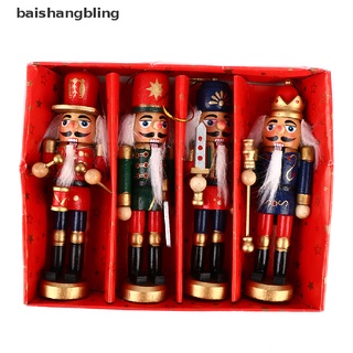 babl 4 unids/caja 12cm madera cascanueces soldado feliz árbol de navidad colgantes decoración bling