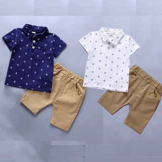 💕Malayu bebé💕 Bayi boy ropa traje impreso manga corta solapa camiseta + pantalones casuales 2 piezas outfuts verano nuevo 2-6 años ropa de niño