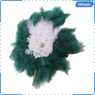 ventilador de pluma verde estilo antiguo ventilador de bolsillo danza vestido de fantasía ventilador de mano regalos