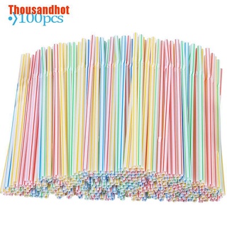 [Thousandhot] 100pcs plástico beber S multicolor rayas cama cama desechable S