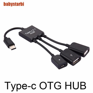 [babystarbi] 3 en 1 3 puertos usb-c tipo c 3.1 macho a usb 2.0 otg hub adaptador convertidor de cable