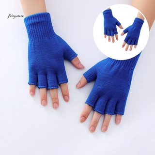 fs- guantes elásticos de medio dedo de fibra acrílica de medio dedo unisex guantes versátiles para mujeres