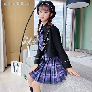 in stock┋☸JK uniform autumn girl suit children s western style college style JK skirt full set of plaid pleated skirt girl suit jacket (8)
