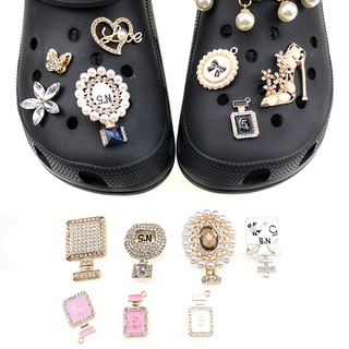 Croc Jibbitz Charm zapato decorar Metal tacones altos Perfume Jibbitz conjunto de cadena de cocodrilo para las señoras de la moda DIY zapatilla accesorios