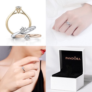 Pandora Anillo De La Joyería Promesa De Plata 925 Compromiso Boda De Zirconia Cúbica Diamante Mujer