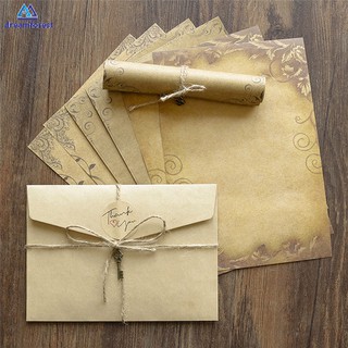 Vintage Kraft sobre carta de papel conjunto de día de san valentín amor carta invitación sobres papel de escritura con cuerda accesorios