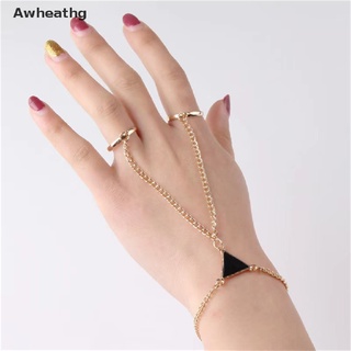 Awheathg Women Punk Finger Ring Bracelet Triangle Conjoined Hand Back Chain Jewelry Gift *Hot Sale