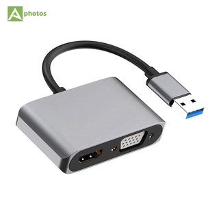 USB 3.0 To HDMI-Compatible VGA Adapter 4K Multi-display Portable 3in1 Hub