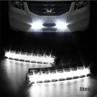 (likeme)Car Light 8 LED DRL Fog Driving Daylight Daytime Running White Lamp