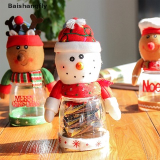 【BSF】 Christmas Candy Jar Plastic Transparent Gift Box Old Man Snowman Elk Decoration 【Baishangfly】 (1)