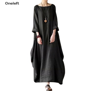Oneleft Plus tamaño mujer Boho Casual algodón lino largo Maxi vestido señoras holgado Kaftan MY