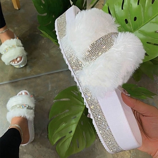 sandalias de tacón alto para mujer/sandalias de felpa sexy para mujer/zapatos de plataforma de strass/sandalias/almohadillas