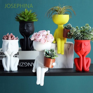 JOSEPHINA Creative Human Portrait Sculpture Art Desktop Ornament Flower Pot Planter Container Micro Landscape Plant Vase Unique Home Decor