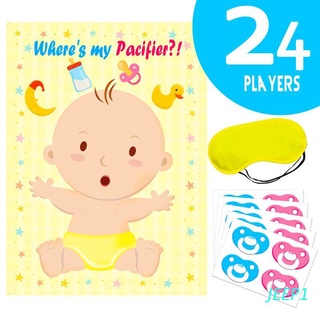 JEEP Pin el chupete en el juego de bebé para bebé ducha decoraciones niños fiesta de cumpleaños suministros, grande bebé ducha juegos póster 24 chupete pegatinas