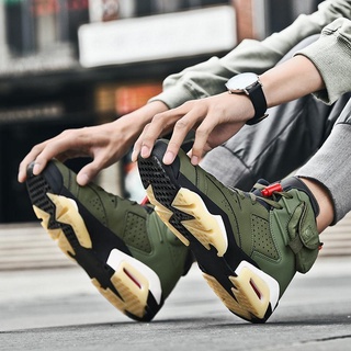 original Otoño nuevo AJ6 verde militar zapatos de baloncesto de cojín alto para mujer genuinos AJ antideslizantes deportivos zapatos casuales para hombres