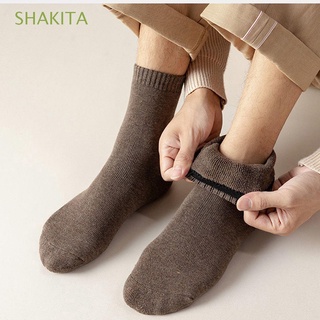 SHAKITA Simple Male Hosiery Casual Floor Socks Men Winter Socks Middle Tube Plush Solid Color Ankle Socks Home Soft Thicken Thermal Sock