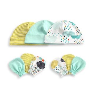 Inn 1 conjunto de guantes Unisex para bebé/niñas/gorra de algodón suave antiarañazos/accesorios para fotos recién nacidos (5)