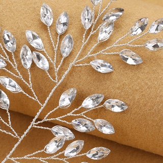 Moily hecho a mano joyería de boda joyería adornos de pelo cristal tocado accesorios de pelo moda para niñas mujeres Floral hojas de plata (2)