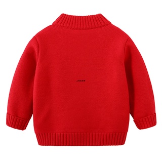 Listo Stock _ Niños Cuello Redondo Suéter Primavera Otoño Invierno Ropa Navidad Año Nuevo Rojo Sw (1)
