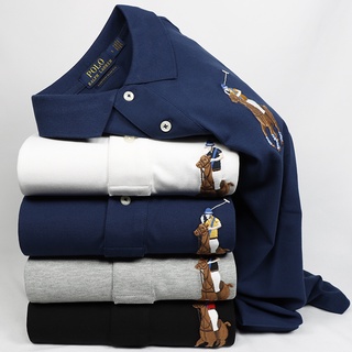 Ralph Lauren Men's Polo Shirt Short Sleeve Cotton Large Horse Color Loose Lapel