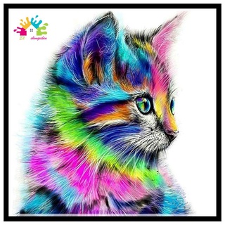 nueva moda 5d diy diamante color gato bordado pintura animal diamantes de imitación cruz artesanía decoración del hogar 30*30cm